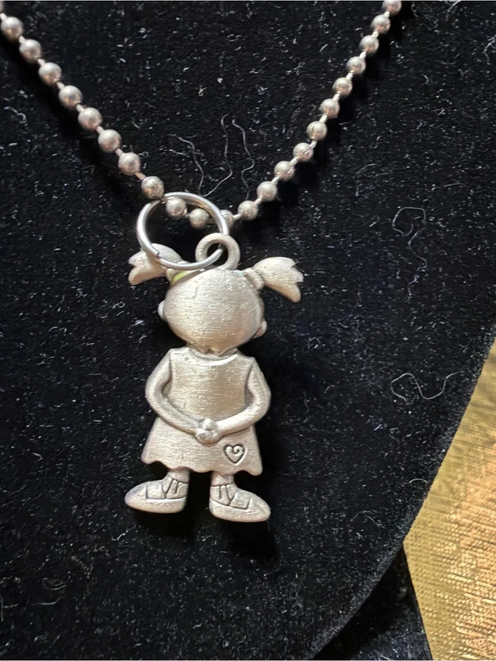 Kids Silver Ball Chain Necklace with Orange Girl Pendant